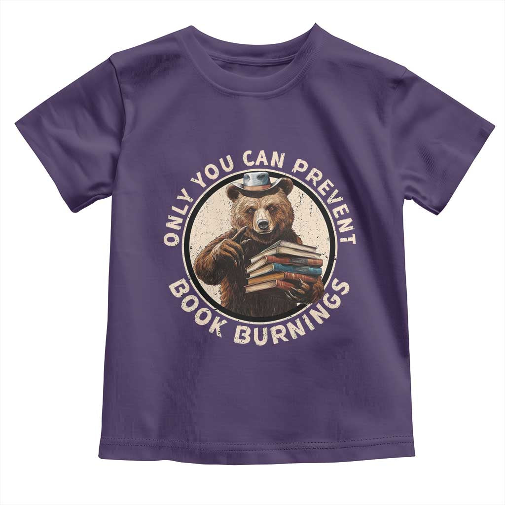 Funny Books Lover Bear Toddler T Shirt Only You Can Prevent Book Burnings