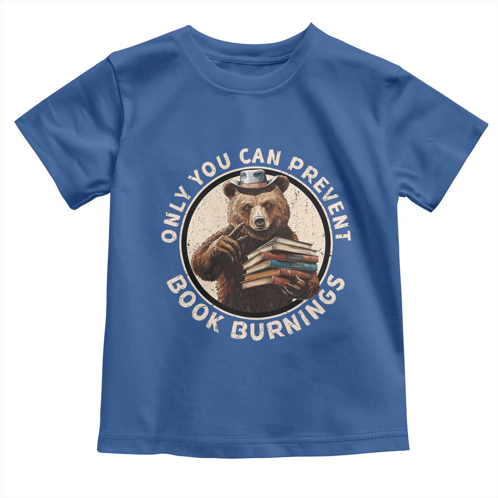 Funny Books Lover Bear Toddler T Shirt Only You Can Prevent Book Burnings