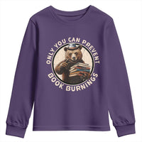 Funny Books Lover Bear Youth Sweatshirt Only You Can Prevent Book Burnings
