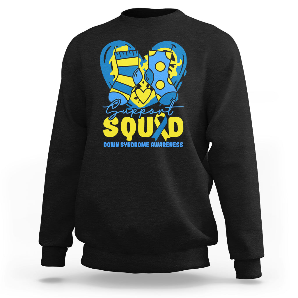 Support Squad Down Syndrome Awareness Blue & Yellow Socks Inspirational Trisomy 21 Extra Chromosome, Down Syndrome Shirt Sweatshirt - Wonder Print Shop