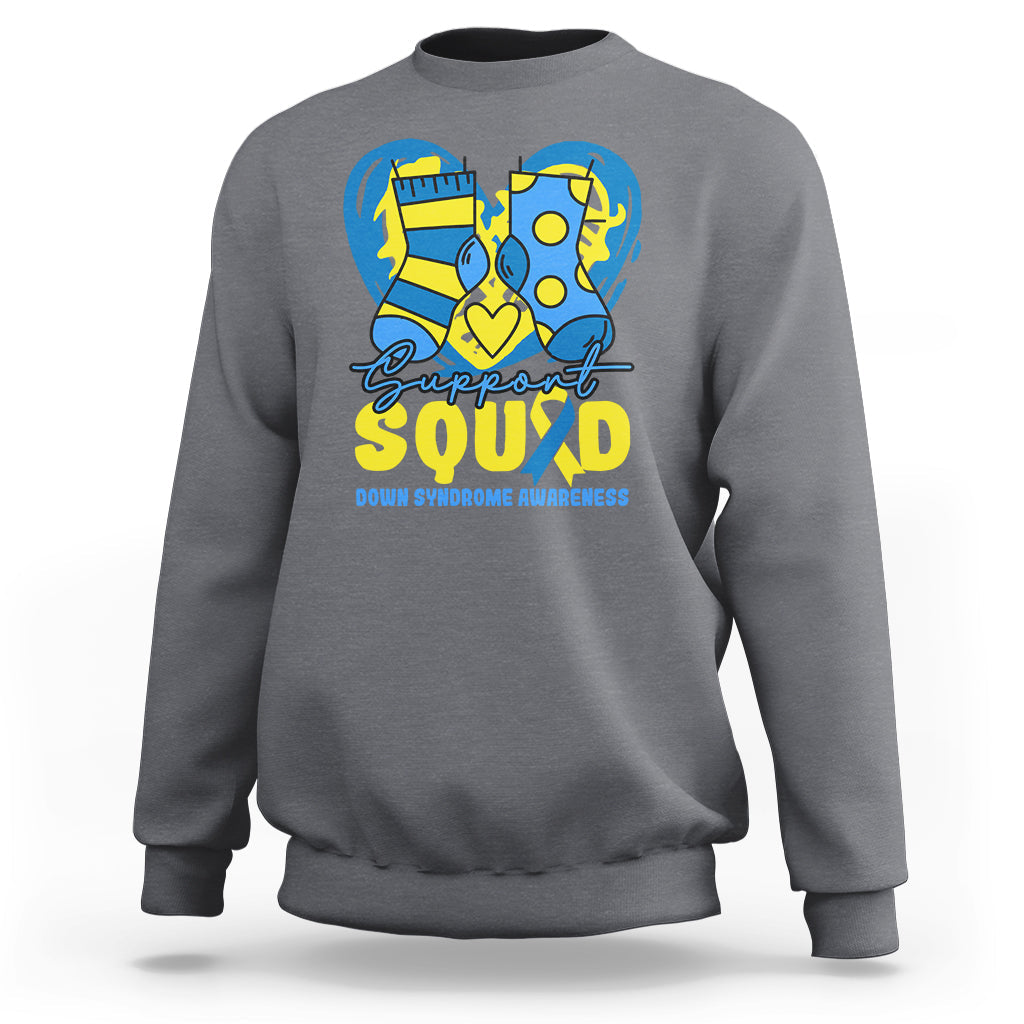 Support Squad Down Syndrome Awareness Blue & Yellow Socks Inspirational Trisomy 21 Extra Chromosome, Down Syndrome Shirt Sweatshirt - Wonder Print Shop