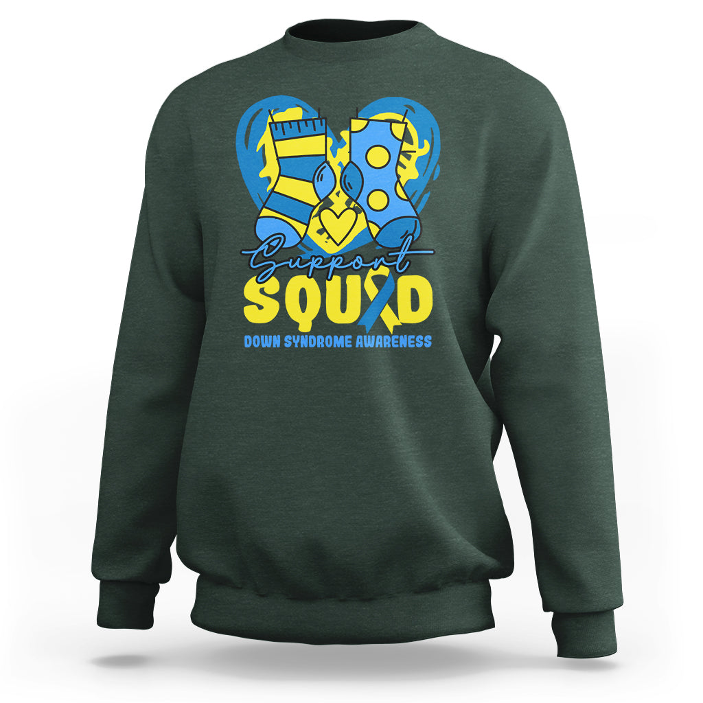 Support Squad Down Syndrome Awareness Blue & Yellow Socks Inspirational Trisomy 21 Extra Chromosome, Down Syndrome Shirt Sweatshirt - Wonder Print Shop
