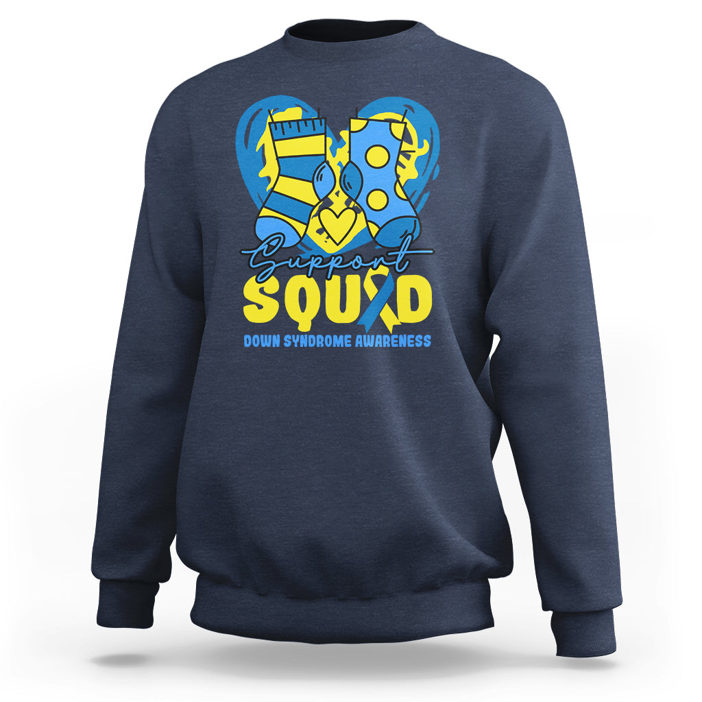 Support Squad Down Syndrome Awareness Blue & Yellow Socks Inspirational Trisomy 21 Extra Chromosome, Down Syndrome Shirt Sweatshirt - Wonder Print Shop