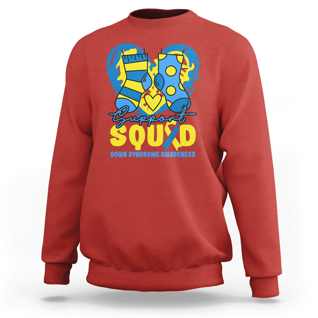 Support Squad Down Syndrome Awareness Blue & Yellow Socks Inspirational Trisomy 21 Extra Chromosome, Down Syndrome Shirt Sweatshirt - Wonder Print Shop