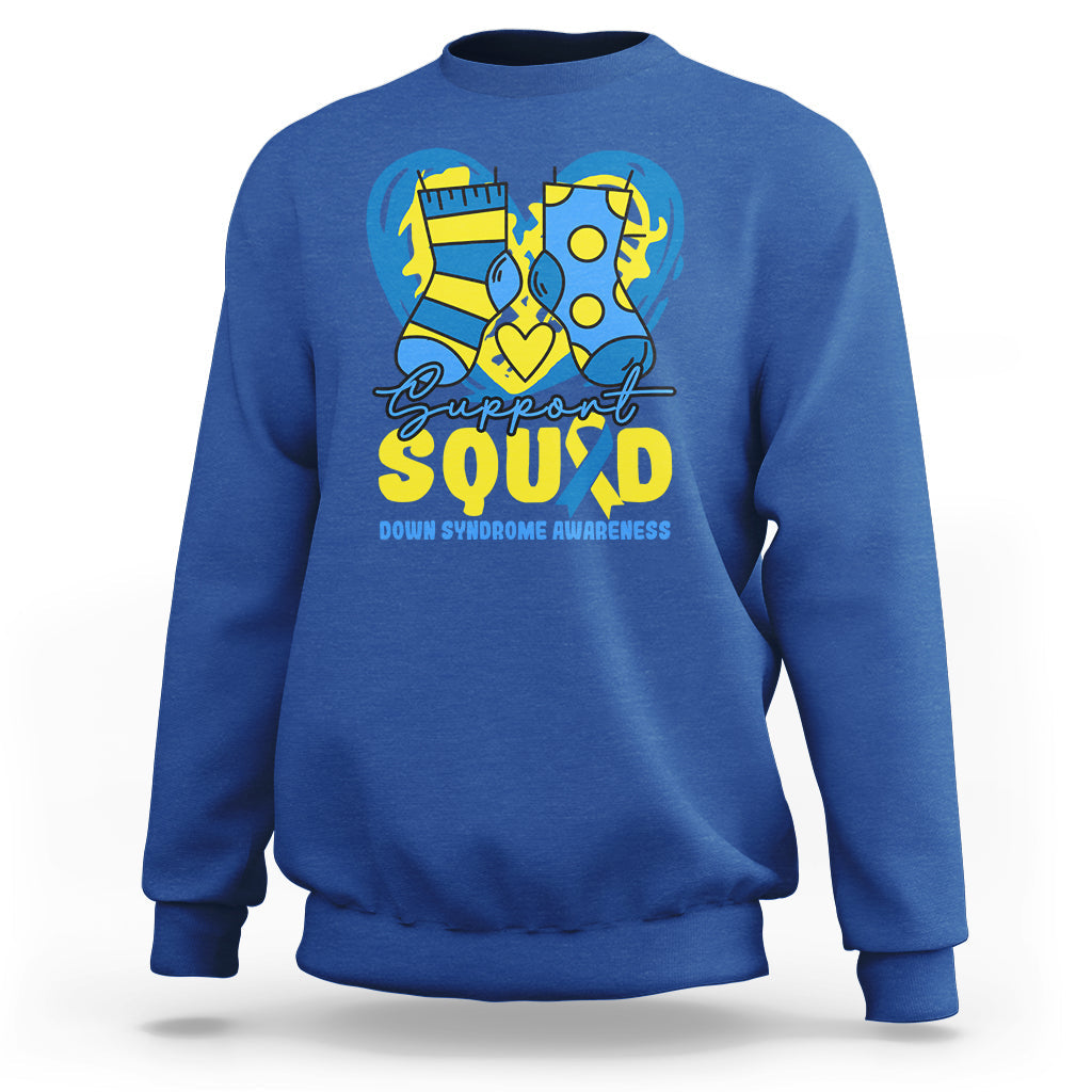 Support Squad Down Syndrome Awareness Blue & Yellow Socks Inspirational Trisomy 21 Extra Chromosome, Down Syndrome Shirt Sweatshirt - Wonder Print Shop