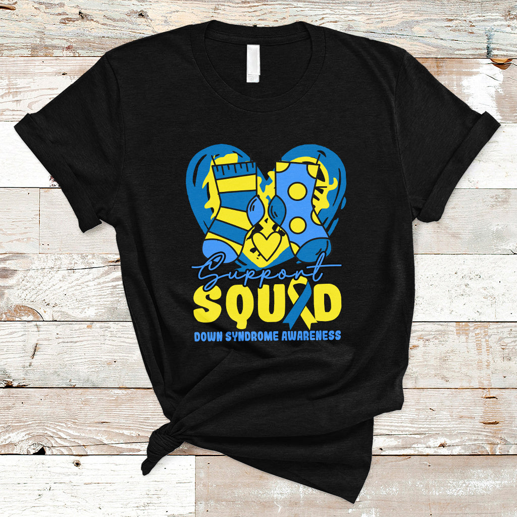 Support Squad Down Syndrome Awareness Blue & Yellow Socks Inspirational Trisomy 21 Extra Chromosome, Down Syndrome Shirt T Shirt - Wonder Print Shop