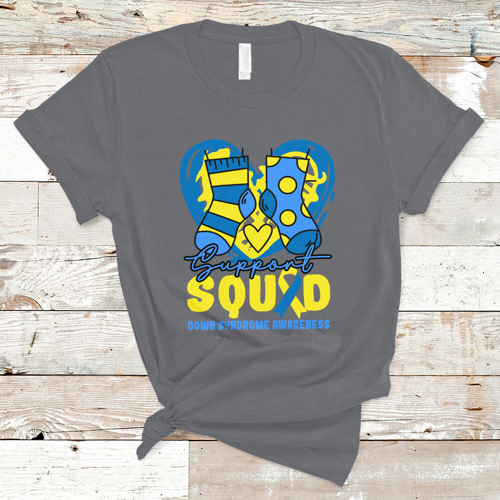 Support Squad Down Syndrome Awareness Blue & Yellow Socks Inspirational Trisomy 21 Extra Chromosome, Down Syndrome Shirt T Shirt - Wonder Print Shop