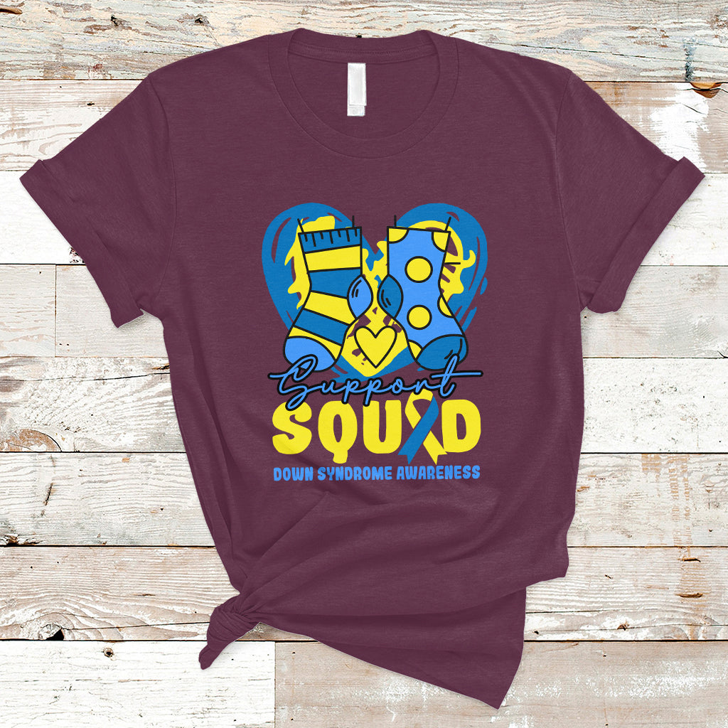 Support Squad Down Syndrome Awareness Blue & Yellow Socks Inspirational Trisomy 21 Extra Chromosome, Down Syndrome Shirt T Shirt - Wonder Print Shop