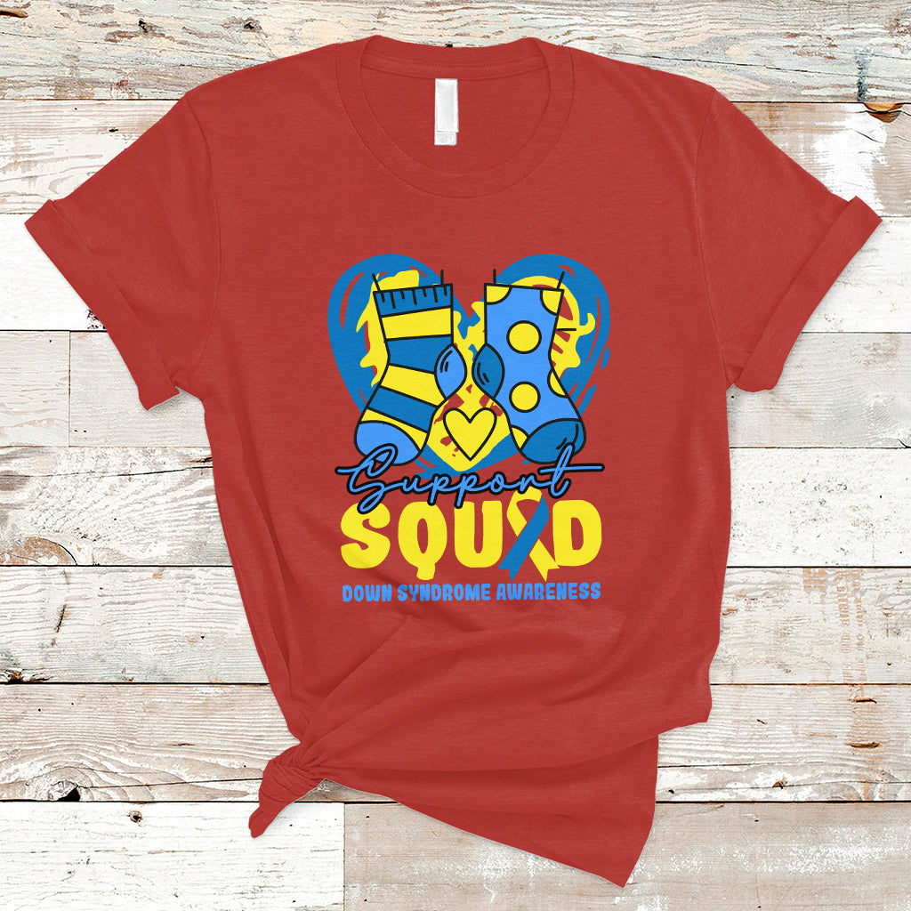 Support Squad Down Syndrome Awareness Blue & Yellow Socks Inspirational Trisomy 21 Extra Chromosome, Down Syndrome Shirt T Shirt - Wonder Print Shop