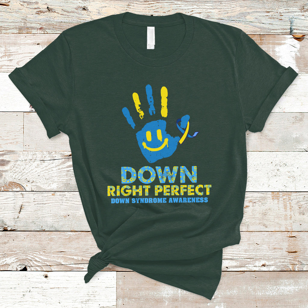 Down Right Perfect Down Syndrome Awareness Inspirational Trisomy 21 Extra Chromosome, Down Syndrome Shirt T Shirt - Wonder Print Shop