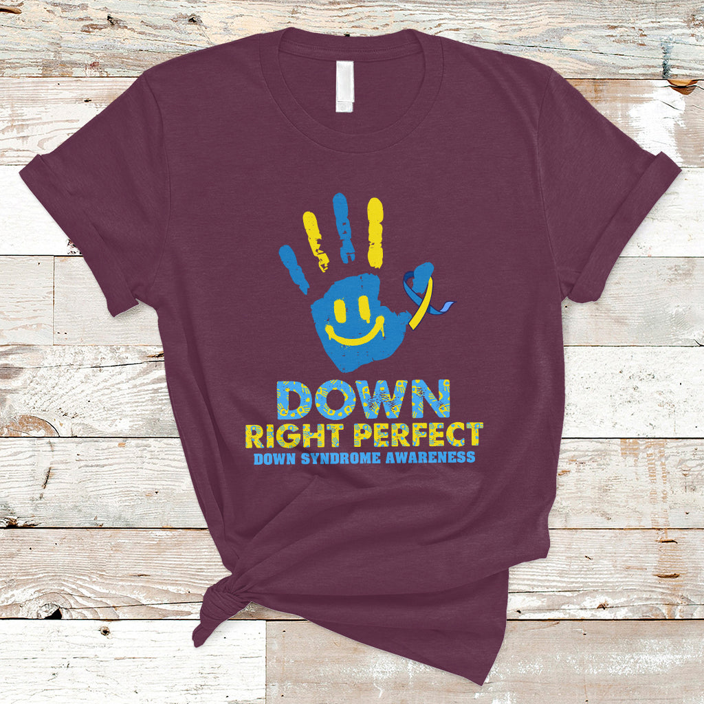 Down Right Perfect Down Syndrome Awareness Inspirational Trisomy 21 Extra Chromosome, Down Syndrome Shirt T Shirt - Wonder Print Shop