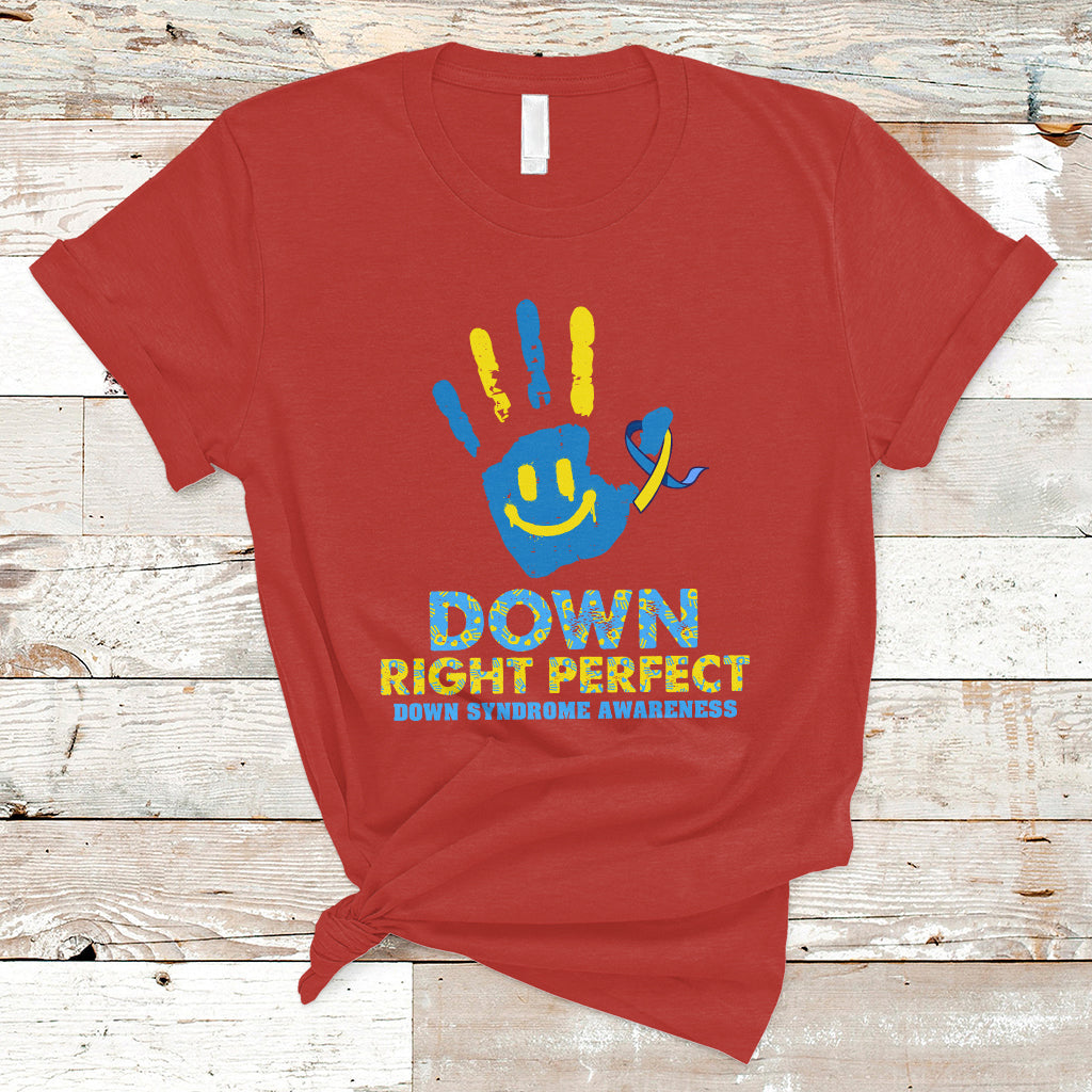 Down Right Perfect Down Syndrome Awareness Inspirational Trisomy 21 Extra Chromosome, Down Syndrome Shirt T Shirt - Wonder Print Shop