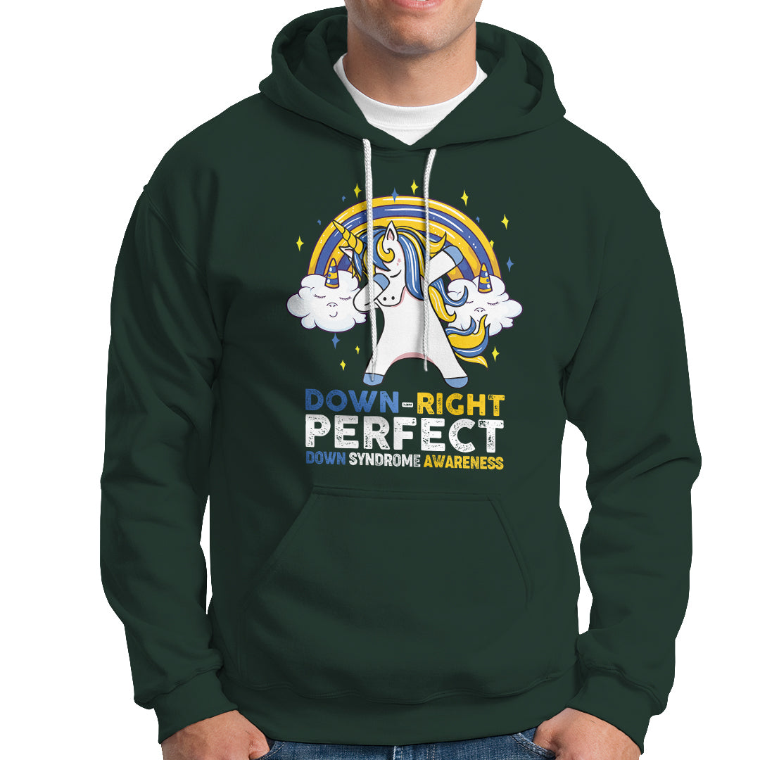 Down Right Perfect Cute Unicorn Down Syndrome Awareness Inspirational Trisomy 21 Extra Chromosome, Down Syndrome Shirt Hoodie - Wonder Print Shop