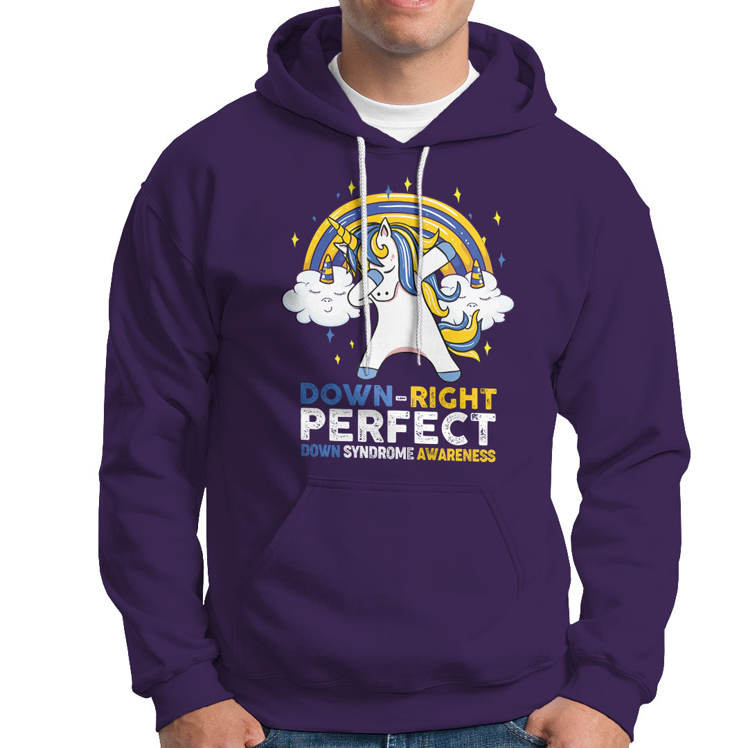Down Right Perfect Cute Unicorn Down Syndrome Awareness Inspirational Trisomy 21 Extra Chromosome, Down Syndrome Shirt Hoodie - Wonder Print Shop