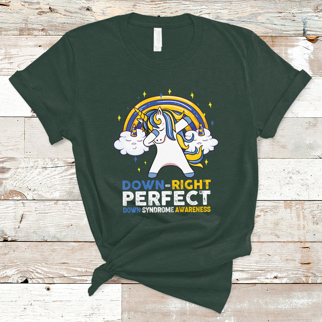 Down Right Perfect Cute Unicorn Down Syndrome Awareness Inspirational Trisomy 21 Extra Chromosome, Down Syndrome Shirt T Shirt - Wonder Print Shop