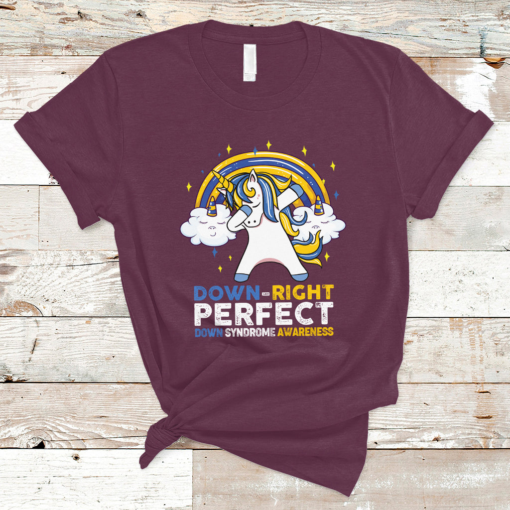 Down Right Perfect Cute Unicorn Down Syndrome Awareness Inspirational Trisomy 21 Extra Chromosome, Down Syndrome Shirt T Shirt - Wonder Print Shop
