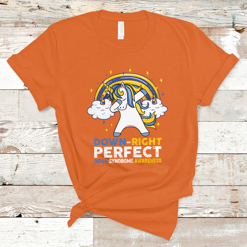 Down Right Perfect Cute Unicorn Down Syndrome Awareness Inspirational Trisomy 21 Extra Chromosome, Down Syndrome Shirt T Shirt - Wonder Print Shop