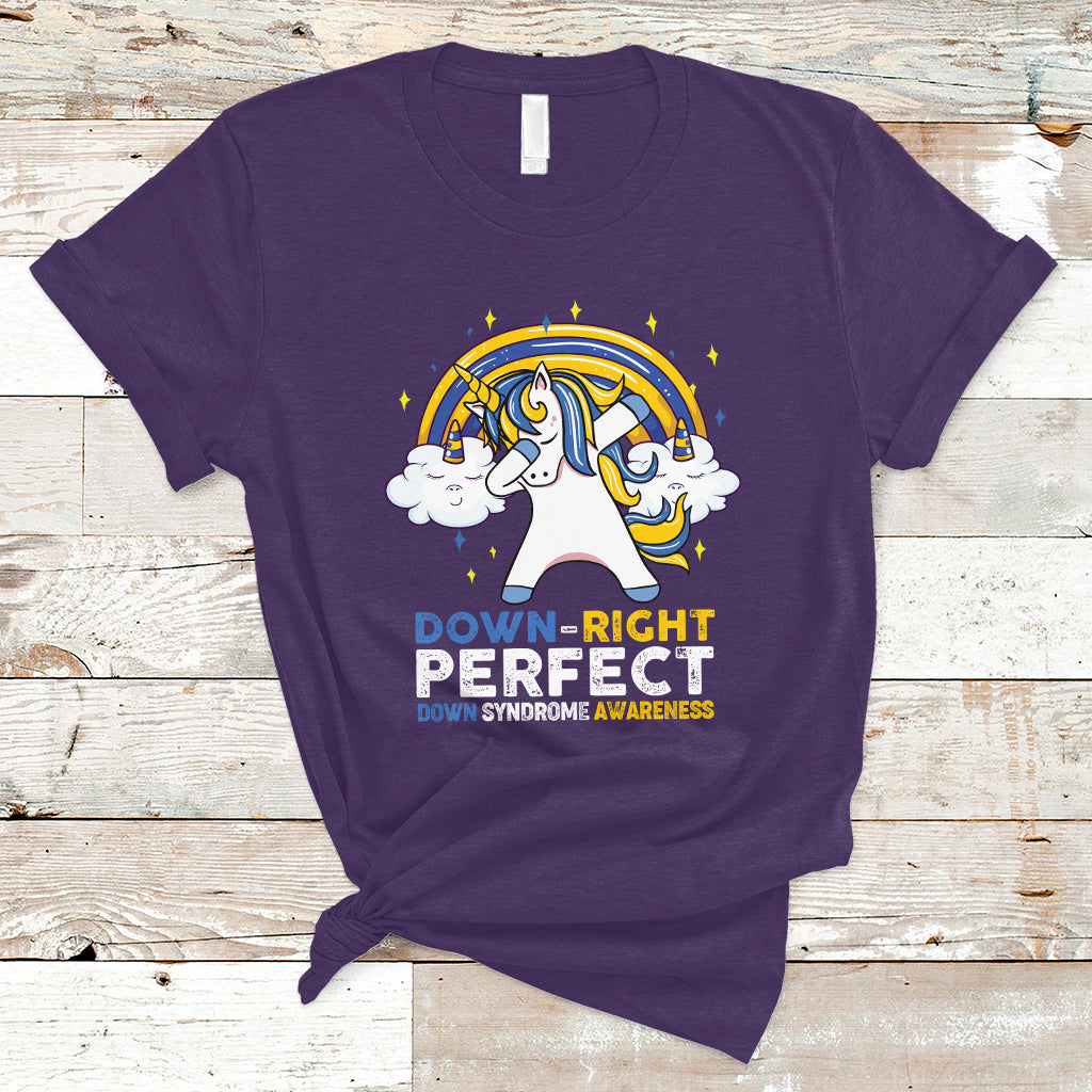 Down Right Perfect Cute Unicorn Down Syndrome Awareness Inspirational Trisomy 21 Extra Chromosome, Down Syndrome Shirt T Shirt - Wonder Print Shop