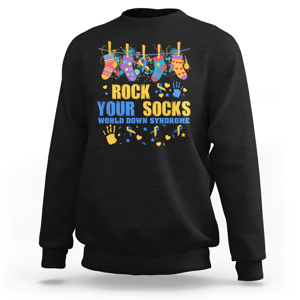 Rock Your Socks World Down Syndrome Awareness Inspirational Trisomy 21 Extra Chromosome, Down Syndrome Shirt Sweatshirt - Wonder Print Shop