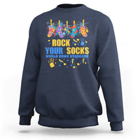 Rock Your Socks World Down Syndrome Awareness Inspirational Trisomy 21 Extra Chromosome, Down Syndrome Shirt Sweatshirt - Wonder Print Shop