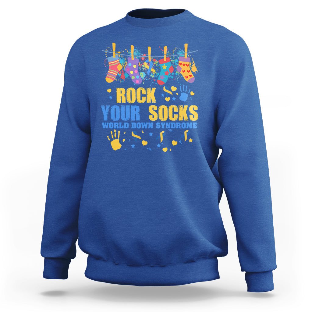 Rock Your Socks World Down Syndrome Awareness Inspirational Trisomy 21 Extra Chromosome, Down Syndrome Shirt Sweatshirt - Wonder Print Shop