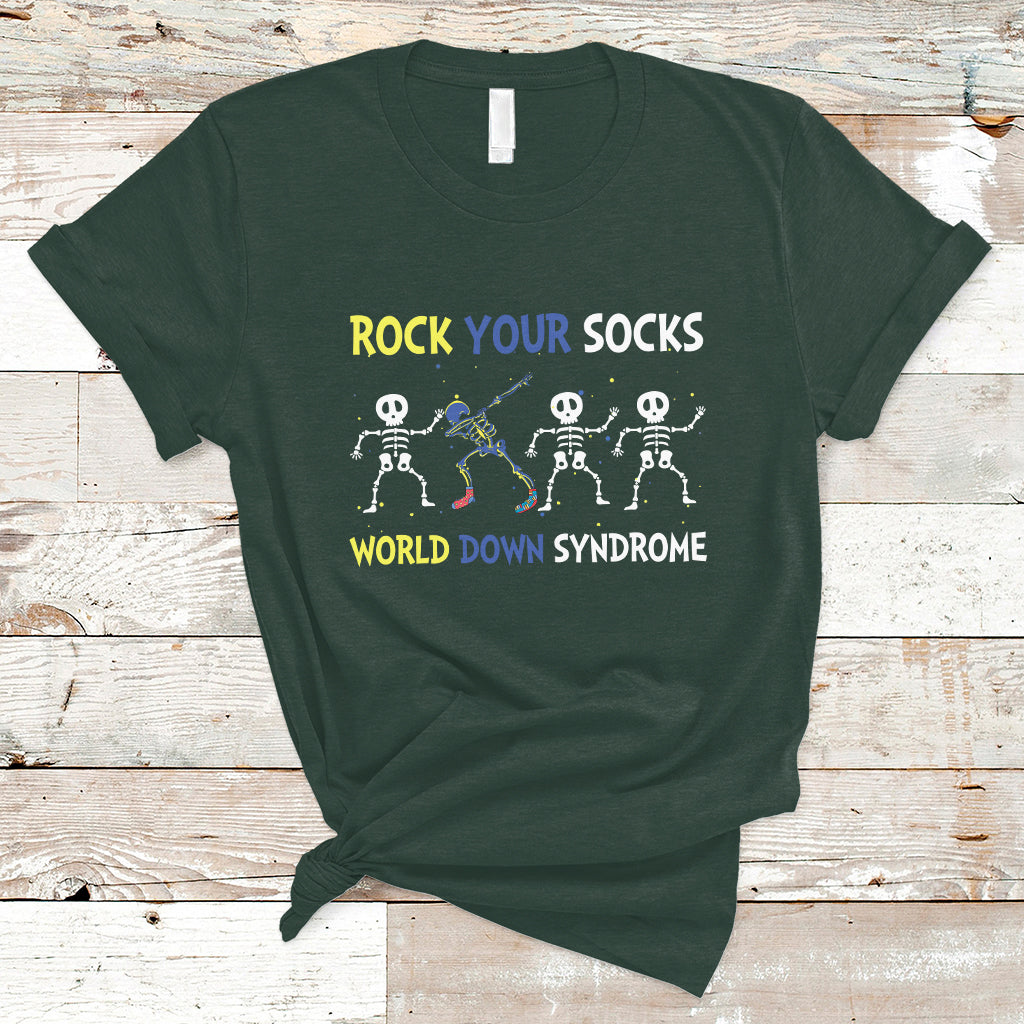 Rock Your Socks Funny Skeleton World Down Syndrome Awareness Inspirational Trisomy 21 Extra Chromosome, Down Syndrome Shirt T Shirt - Wonder Print Shop
