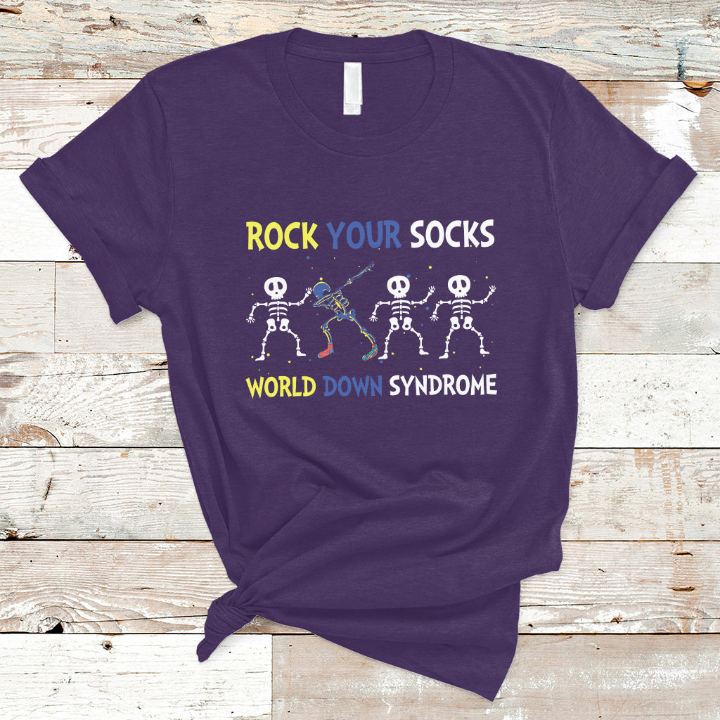 Rock Your Socks Funny Skeleton World Down Syndrome Awareness Inspirational Trisomy 21 Extra Chromosome, Down Syndrome Shirt T Shirt - Wonder Print Shop
