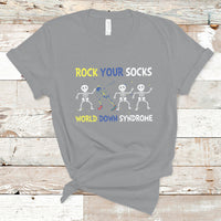 Rock Your Socks Funny Skeleton World Down Syndrome Awareness Inspirational Trisomy 21 Extra Chromosome, Down Syndrome Shirt T Shirt - Wonder Print Shop