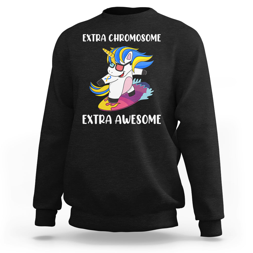 Extra Chromosome Extra Awesome Cute Unicorn Down Syndrome Awareness Support Trisomy 21, Down Syndrome Shirt, Unicorn Shirt Sweatshirt - Wonder Print Shop