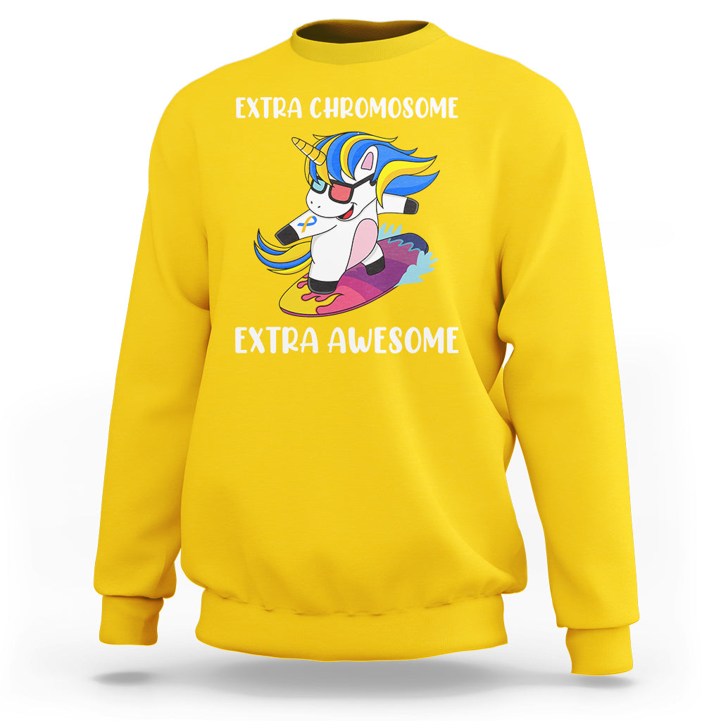 Extra Chromosome Extra Awesome Cute Unicorn Down Syndrome Awareness Support Trisomy 21, Down Syndrome Shirt, Unicorn Shirt Sweatshirt - Wonder Print Shop