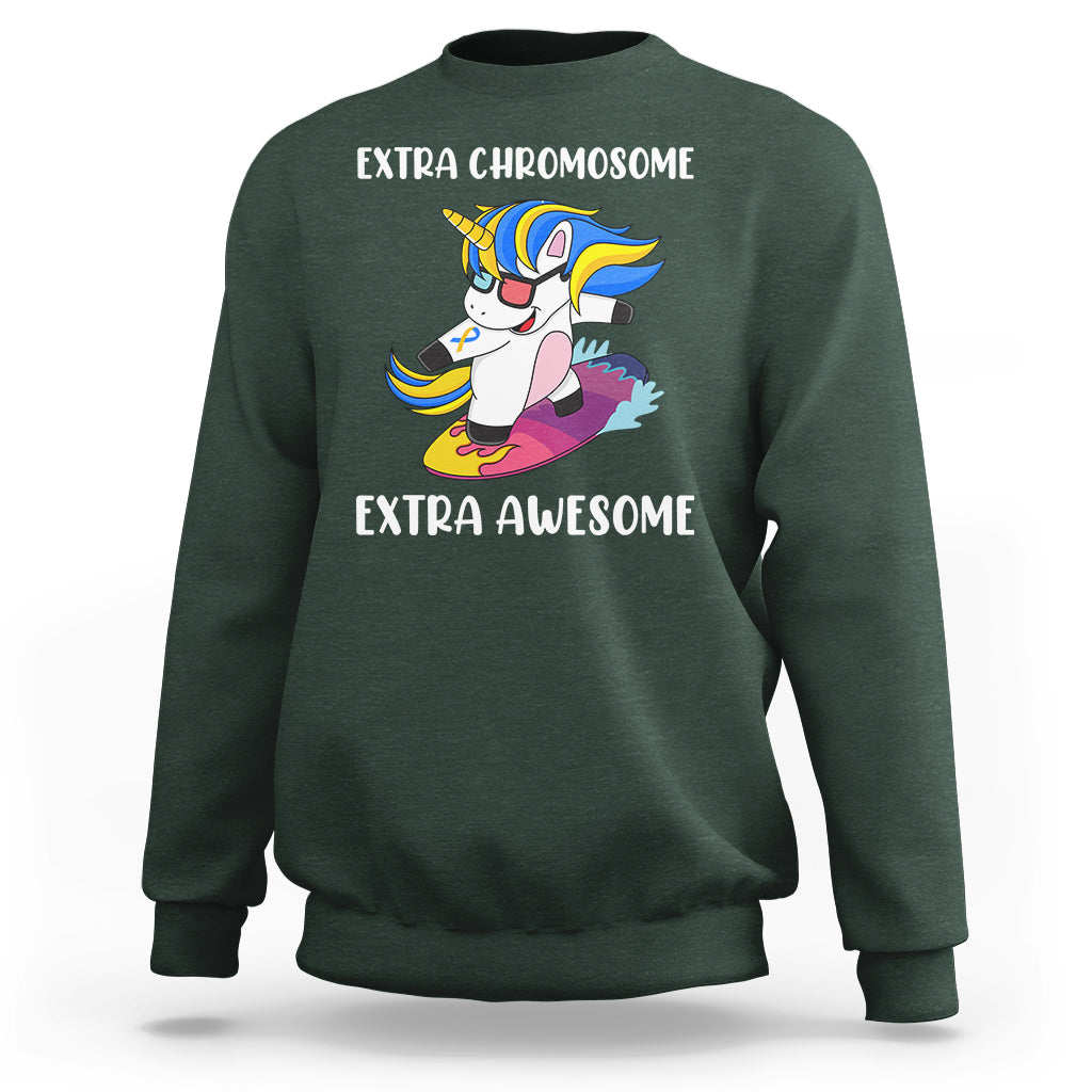 Extra Chromosome Extra Awesome Cute Unicorn Down Syndrome Awareness Support Trisomy 21, Down Syndrome Shirt, Unicorn Shirt Sweatshirt - Wonder Print Shop