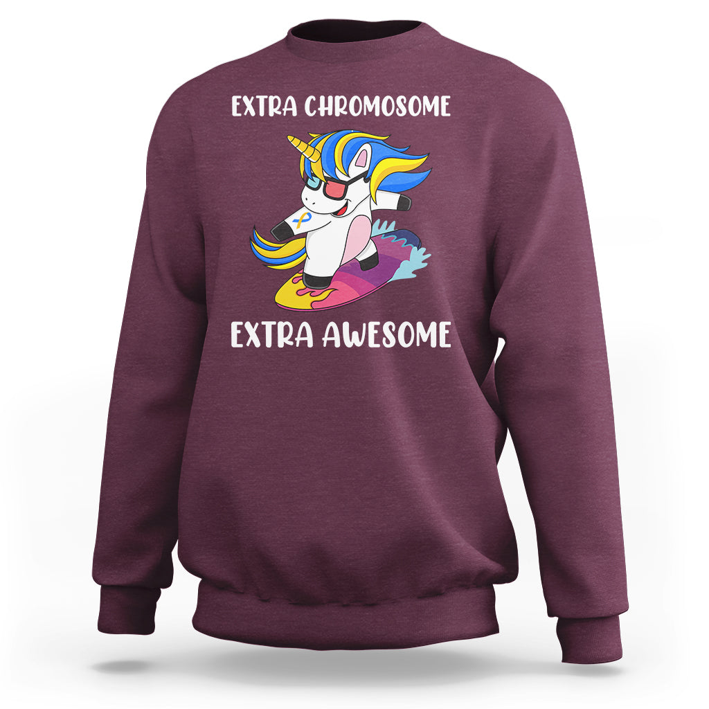 Extra Chromosome Extra Awesome Cute Unicorn Down Syndrome Awareness Support Trisomy 21, Down Syndrome Shirt, Unicorn Shirt Sweatshirt - Wonder Print Shop