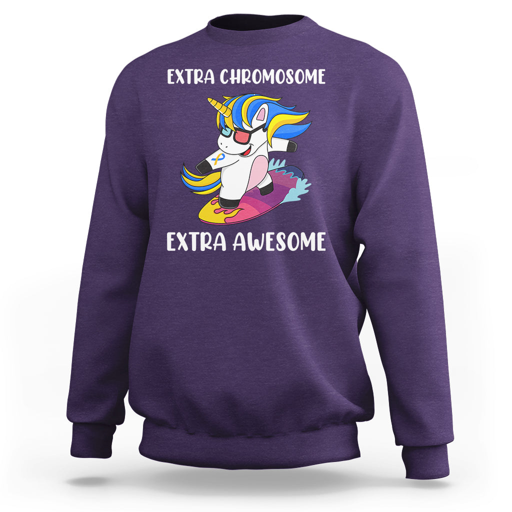 Extra Chromosome Extra Awesome Cute Unicorn Down Syndrome Awareness Support Trisomy 21, Down Syndrome Shirt, Unicorn Shirt Sweatshirt - Wonder Print Shop