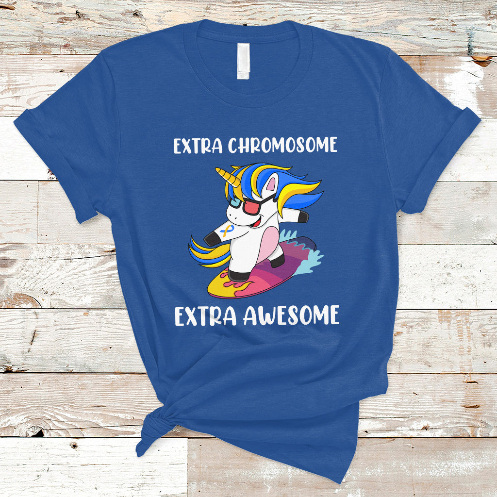 Extra Chromosome Extra Awesome Cute Unicorn Down Syndrome Awareness Support Trisomy 21, Down Syndrome Shirt, Unicorn Shirt T Shirt - Wonder Print Shop