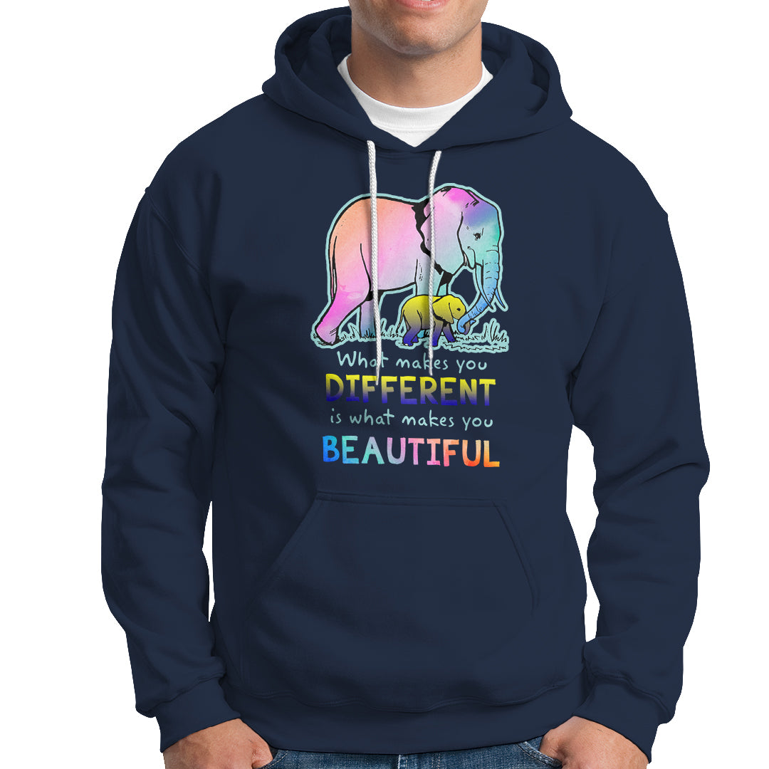 Down Syndrome Elephant Mom Kids Graphic What Makes You Different Makes You Beautiful Raise Awareness Inspirational Hoodie - Wonder Print Shop