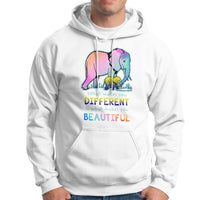 Down Syndrome Elephant Mom Kids Graphic What Makes You Different Makes You Beautiful Raise Awareness Inspirational Hoodie - Wonder Print Shop