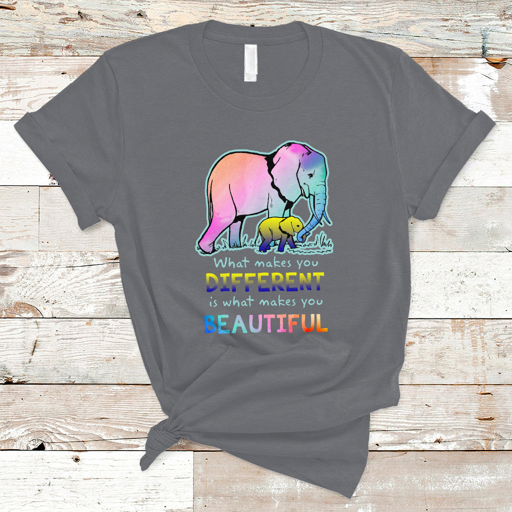 Down Syndrome Elephant Mom Kids Graphic What Makes You Different Makes You Beautiful Raise Awareness Inspirational T Shirt - Wonder Print Shop