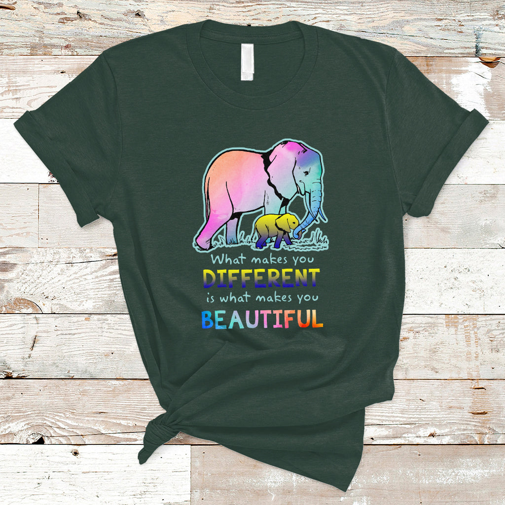 Down Syndrome Elephant Mom Kids Graphic What Makes You Different Makes You Beautiful Raise Awareness Inspirational T Shirt - Wonder Print Shop