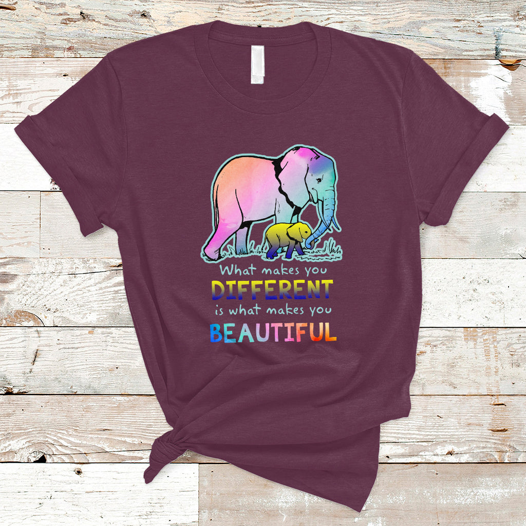 Down Syndrome Elephant Mom Kids Graphic What Makes You Different Makes You Beautiful Raise Awareness Inspirational T Shirt - Wonder Print Shop