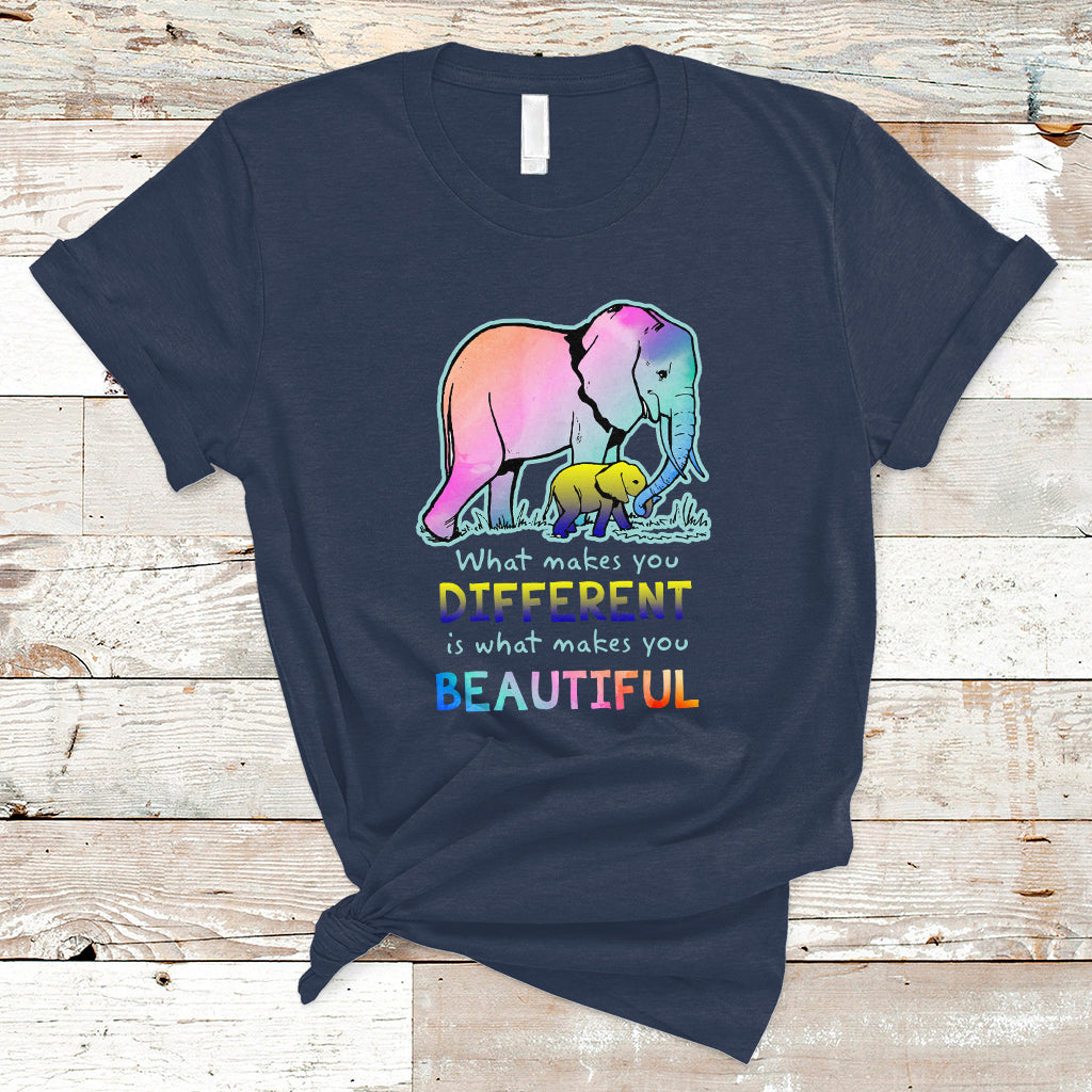 Down Syndrome Elephant Mom Kids Graphic What Makes You Different Makes You Beautiful Raise Awareness Inspirational T Shirt - Wonder Print Shop
