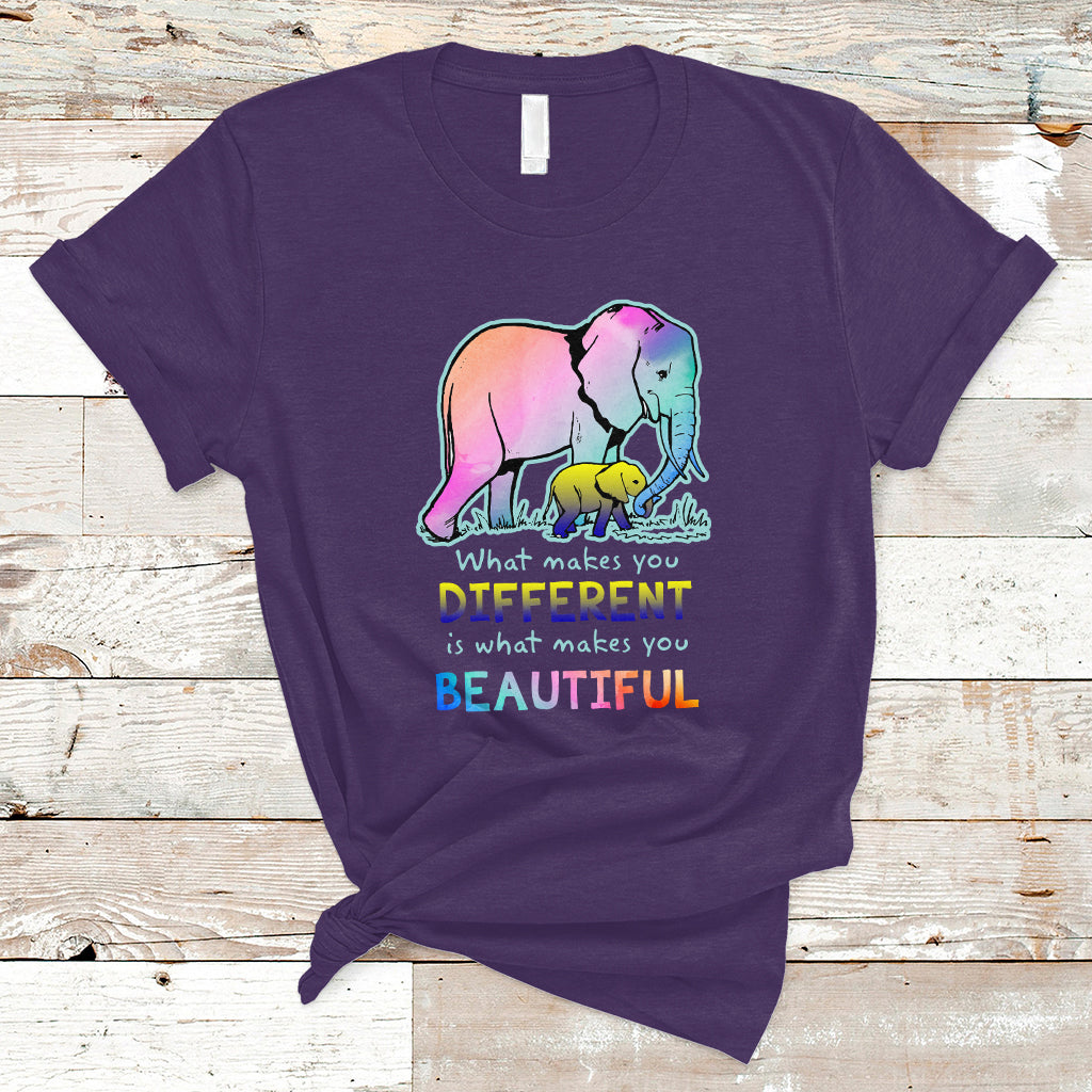 Down Syndrome Elephant Mom Kids Graphic What Makes You Different Makes You Beautiful Raise Awareness Inspirational T Shirt - Wonder Print Shop