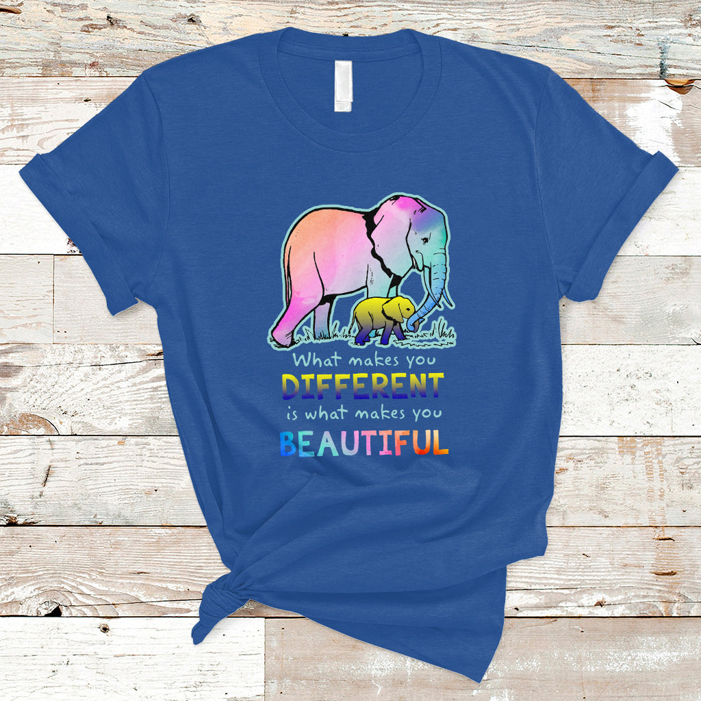 Down Syndrome Elephant Mom Kids Graphic What Makes You Different Makes You Beautiful Raise Awareness Inspirational T Shirt - Wonder Print Shop