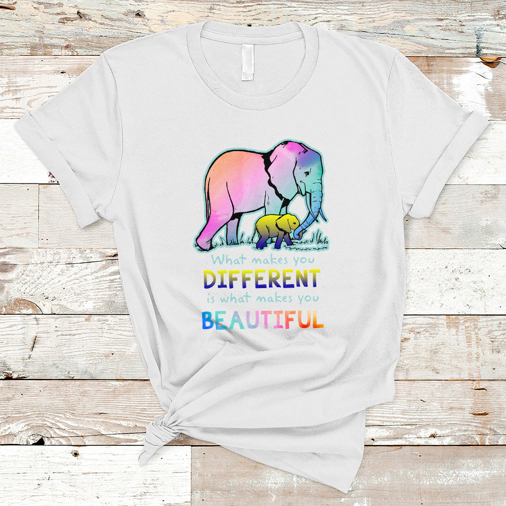 Down Syndrome Elephant Mom Kids Graphic What Makes You Different Makes You Beautiful Raise Awareness Inspirational T Shirt - Wonder Print Shop