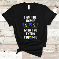 Down Syndrome I Am The Homie With An Extra Chromie Blue and Yellow Ribbon Extra Trisomy 21 Raise Awareness Inspirational Matching T Shirt - Wonder Print Shop