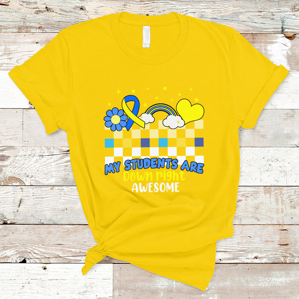 Down Syndrome Retro Groovy My Students Are Down Right Awesome Support Raise Awareness Teacher T Shirt - Wonder Print Shop