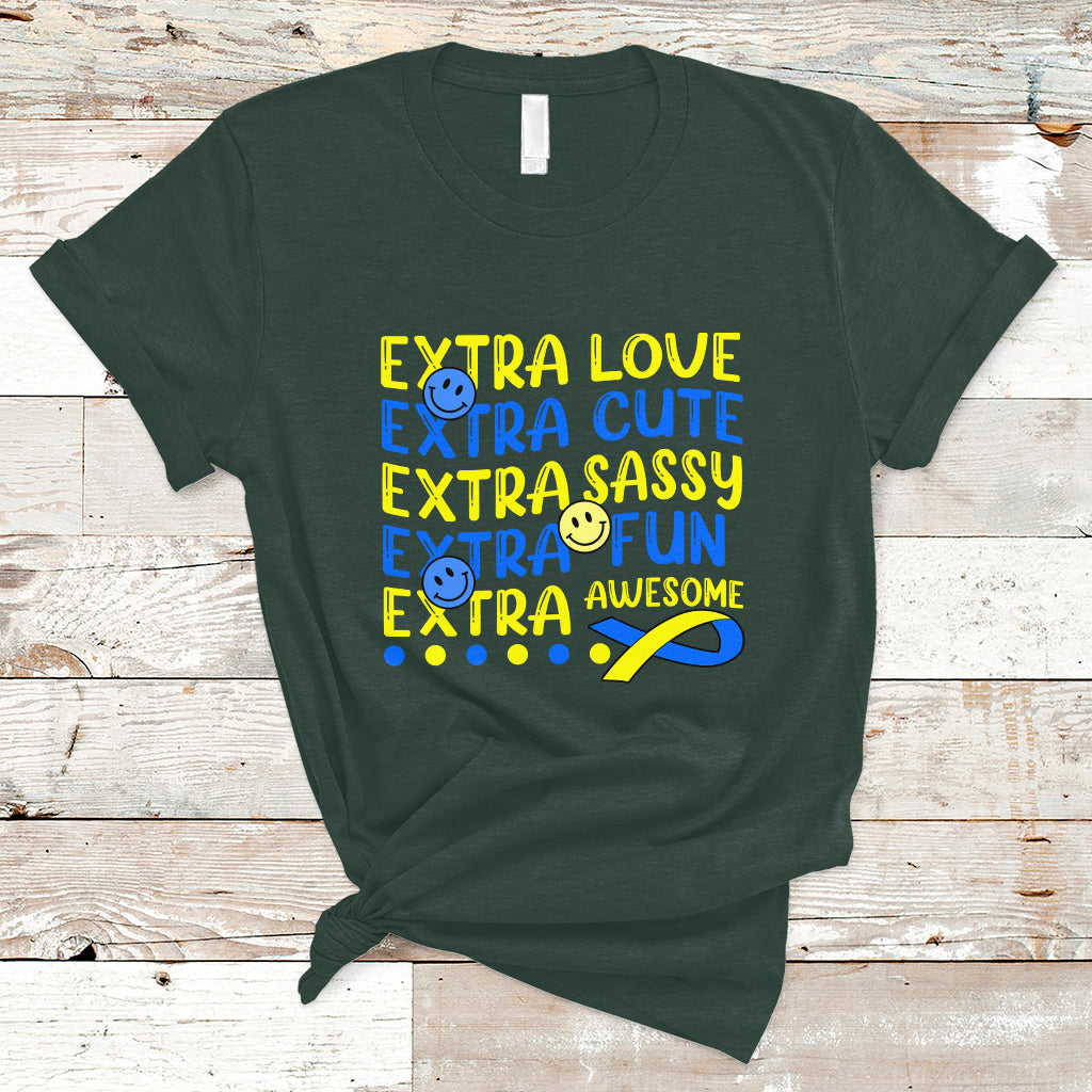 Down Syndrome Extra Trisomy 21 Extra Chromosome Extra Love Extra Awesome World Down Syndrome Support Inspirational T Shirt - Wonder Print Shop