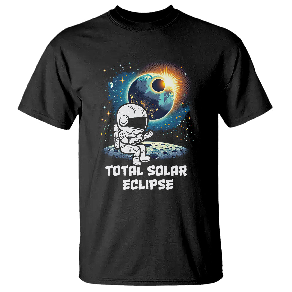 Astronaut Total Solar Eclipse T Shirt - Wonder Print Shop