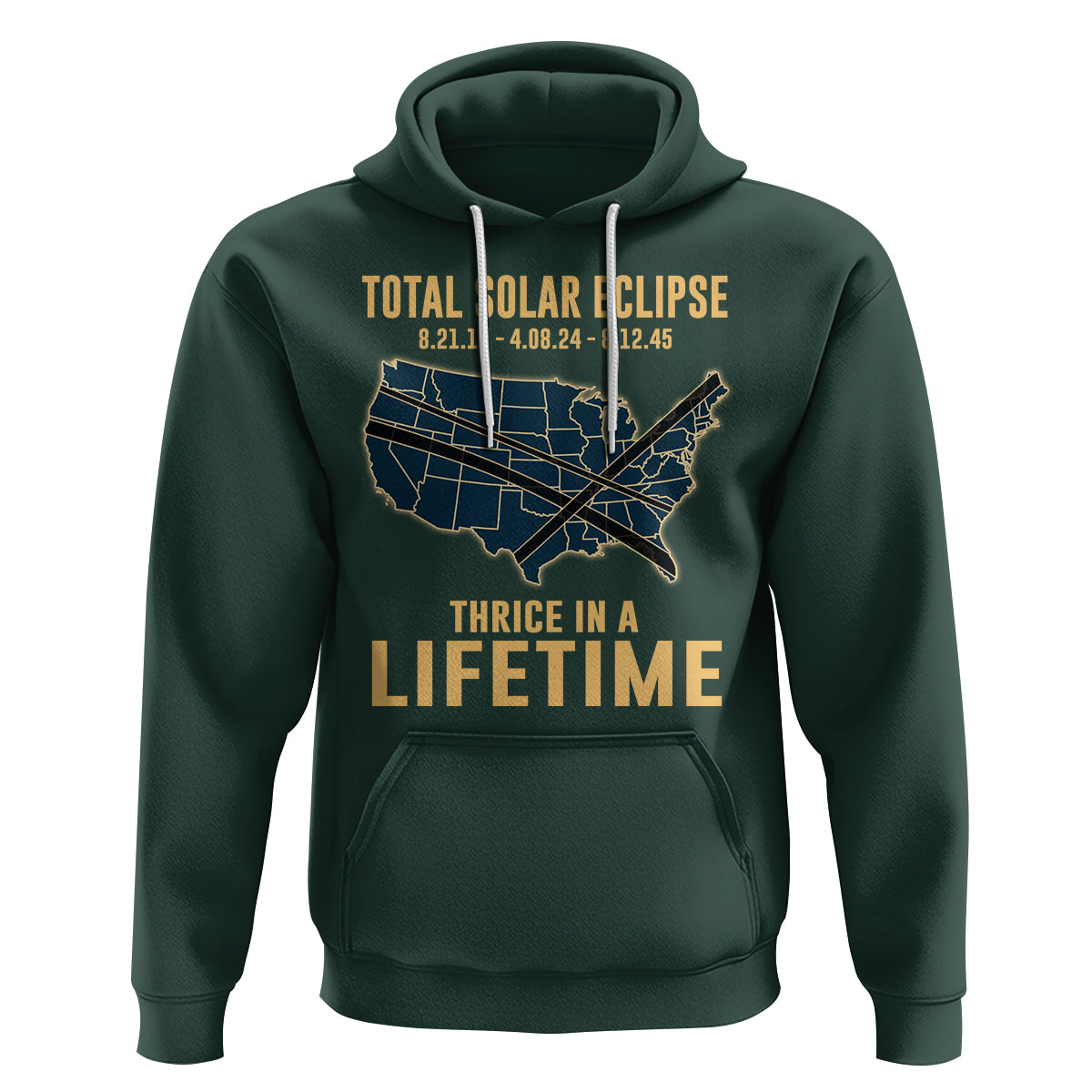 Total Solar Eclipse 2045 Hoodie Thrice In A Lifetime American Totality Tour Map 2017 2024 2045 - Wonder Print Shop
