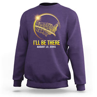 Total Solar Eclipse 2045 Sweatshirt I'll Be There August 12 American Totality Tour Map - Wonder Print Shop
