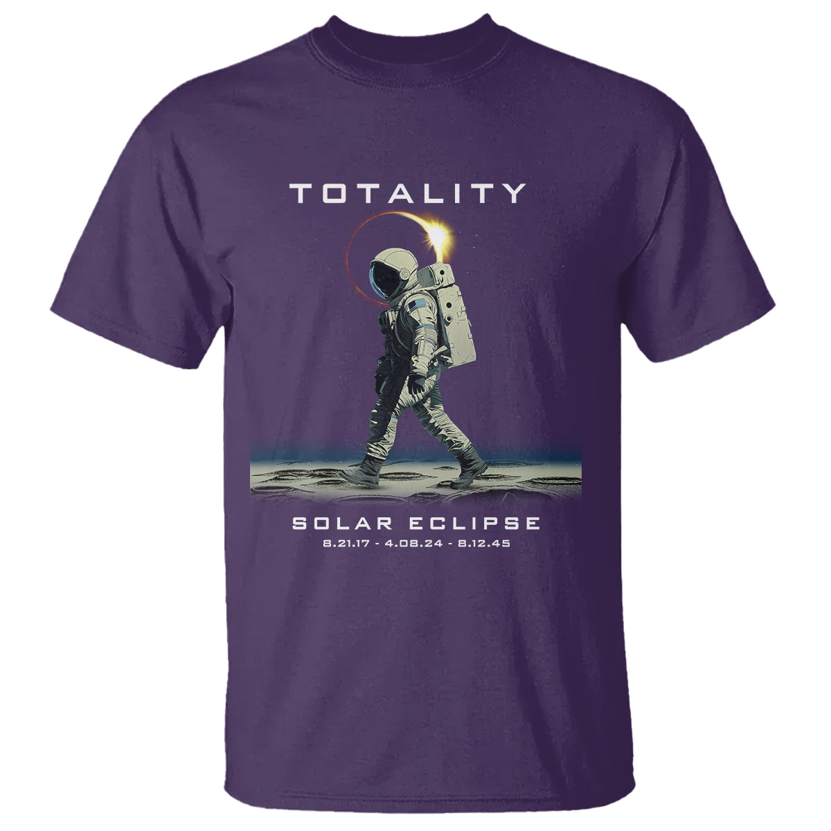 Astronaut Total Solar Eclipse T Shirt Walking American Totality Thrice In A Lifetime 2017 2024 2045 - Wonder Print Shop
